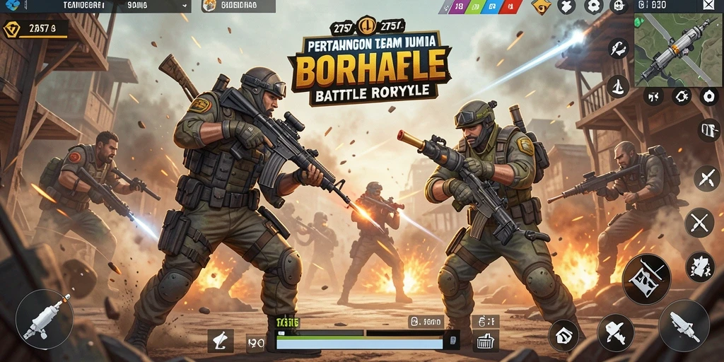 Screenshot gameplay Battle Royale yang intens dan penuh aksi di 2757.