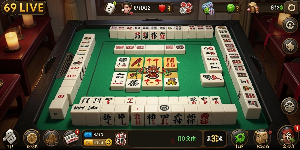 Tampilan gameplay seru di 69LIVE, menguji keahlian Mahjong Anda.