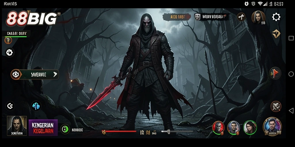 Tampilan menyeramkan dari gameplay 88BIG saat menjelajahi dunia gelap.
