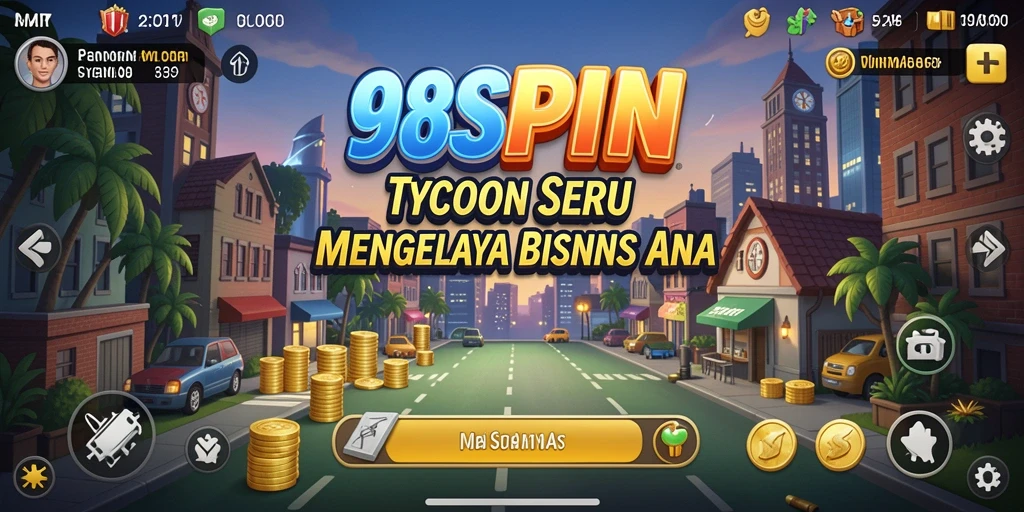 Screenshot gameplay 98SPIN yang menunjukkan tantangan bisnis.