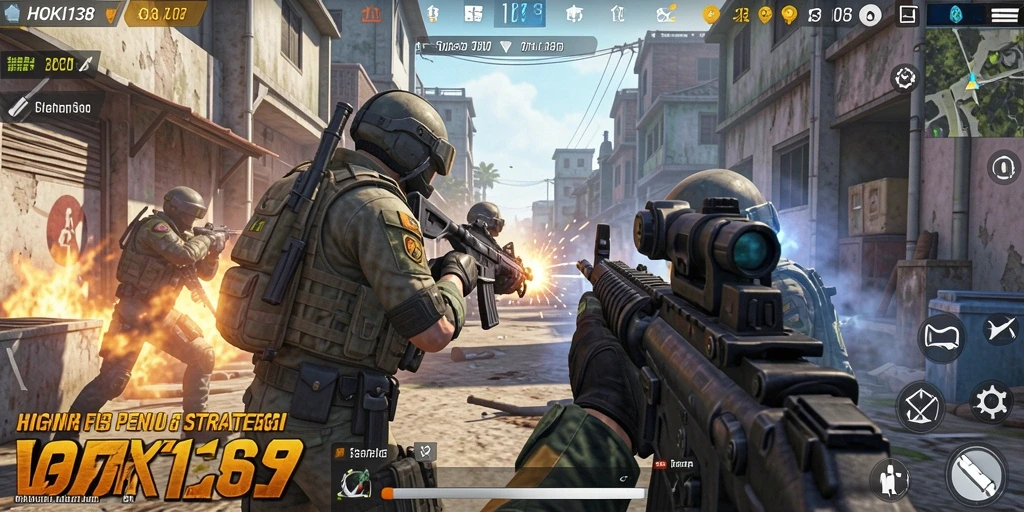 Screenshot gameplay HOKI138 menampilkan aksi tembak-menembak yang mendebarkan.