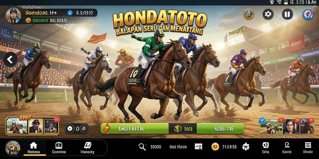 Screenshot gameplay HONDATOTO dengan aksi balapan seru.