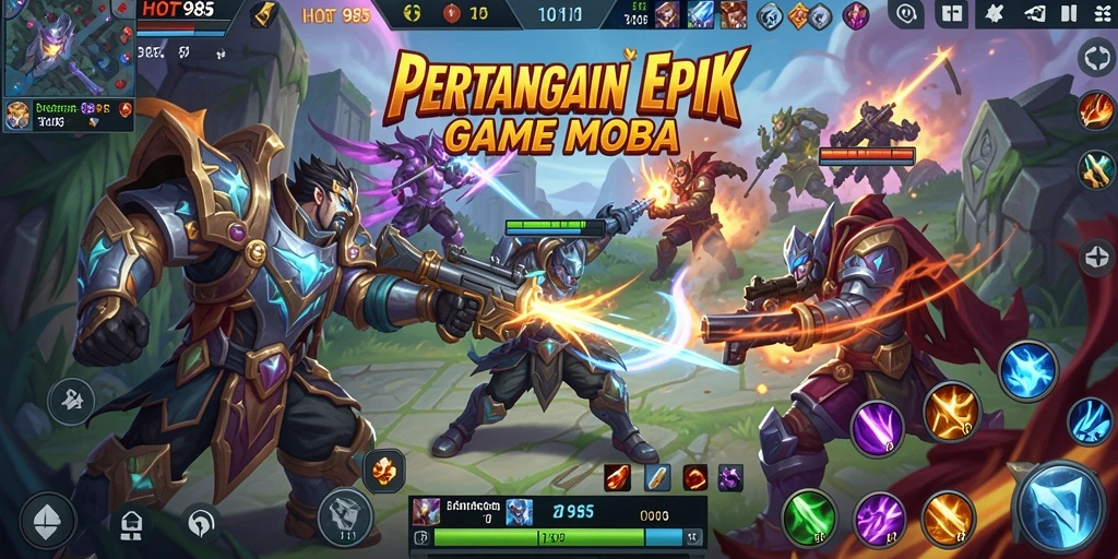 Gameplay seru HOT985 dengan strategi MOBA yang mendebarkan.