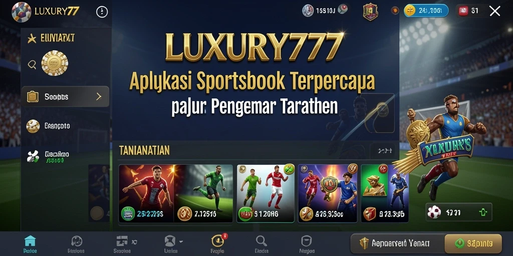 Tampilan interaktif dari aplikasi LUXURY777 saat bermain taruhan olahraga.