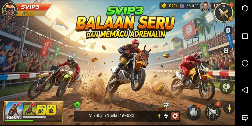 Tampilan gameplay balapan menegangkan di SVIP3.