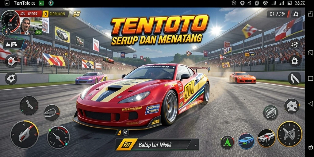 Tangkapan layar gameplay menarik TENTOTO saat balapan.