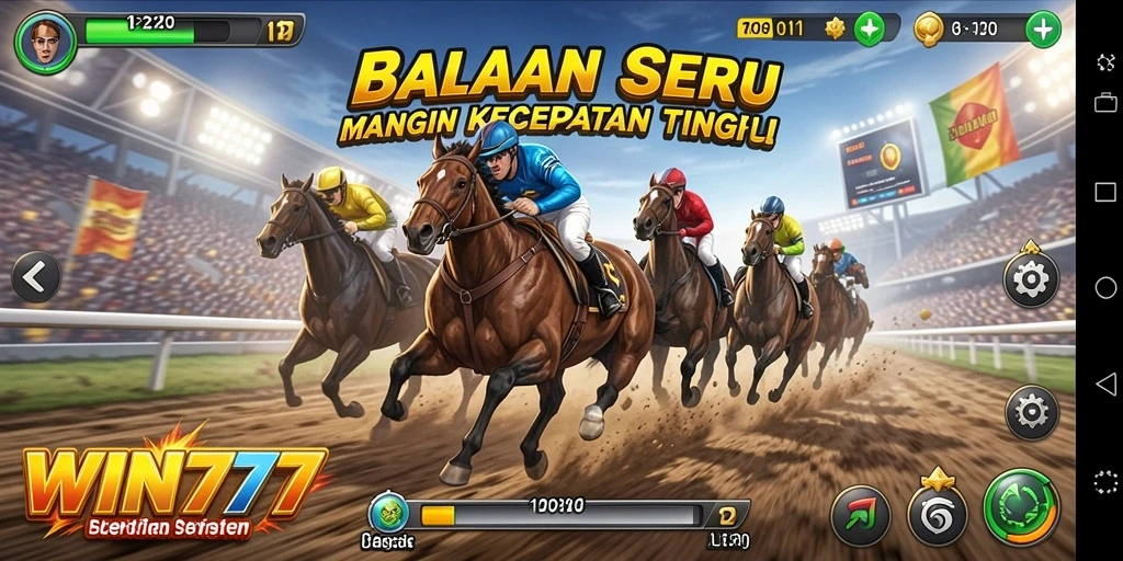 Tampilan gameplay menegangkan di balapan WIN777.